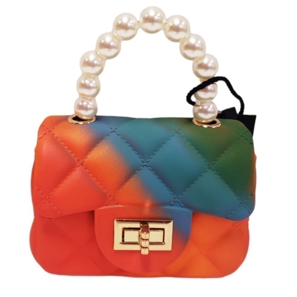 MINI Jelly Bag with Faux Pearl Handle. Gold link chain included. NWT